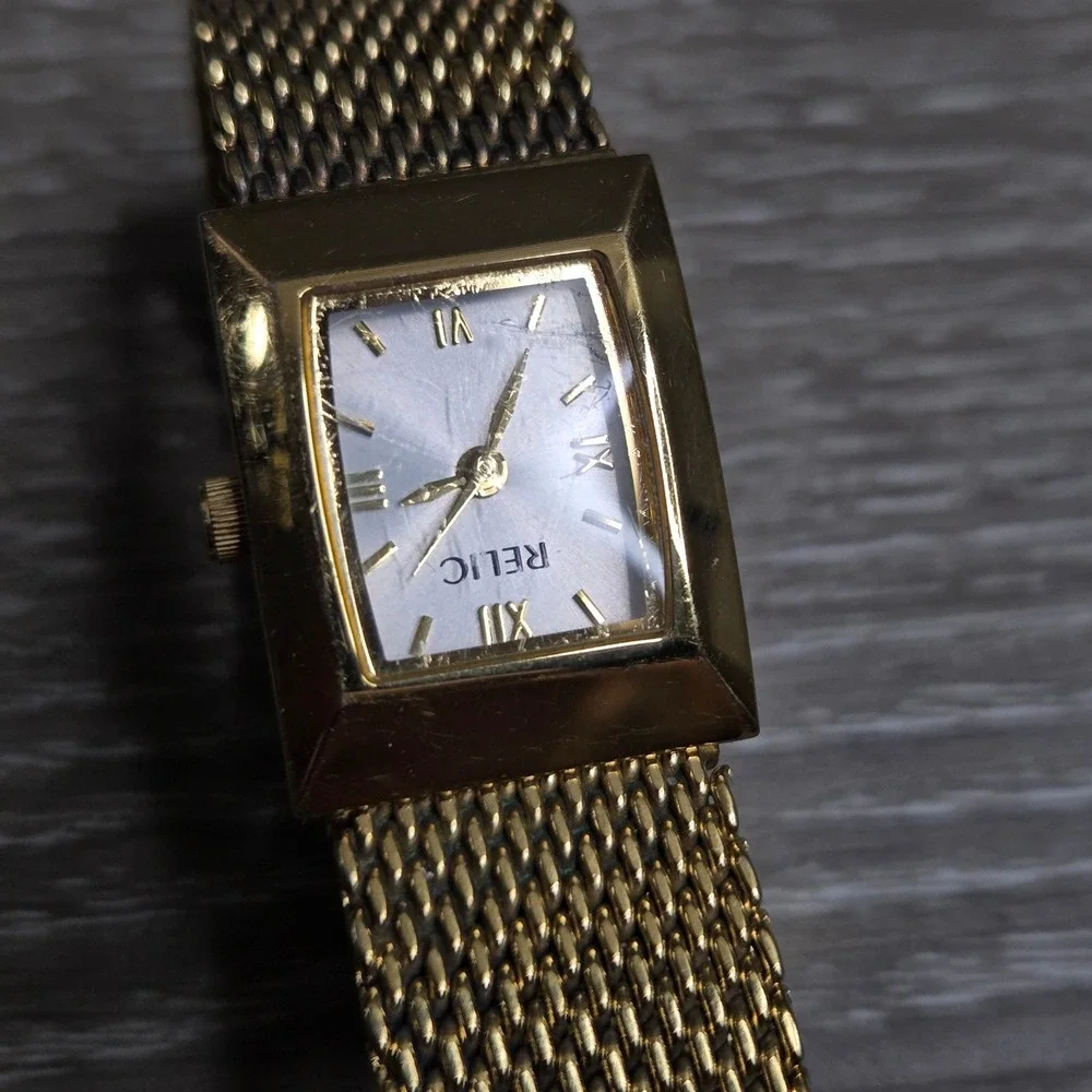 Relic Gold Tone ZR33648 Mesh Band Square Face Water Resistant Women's Watch